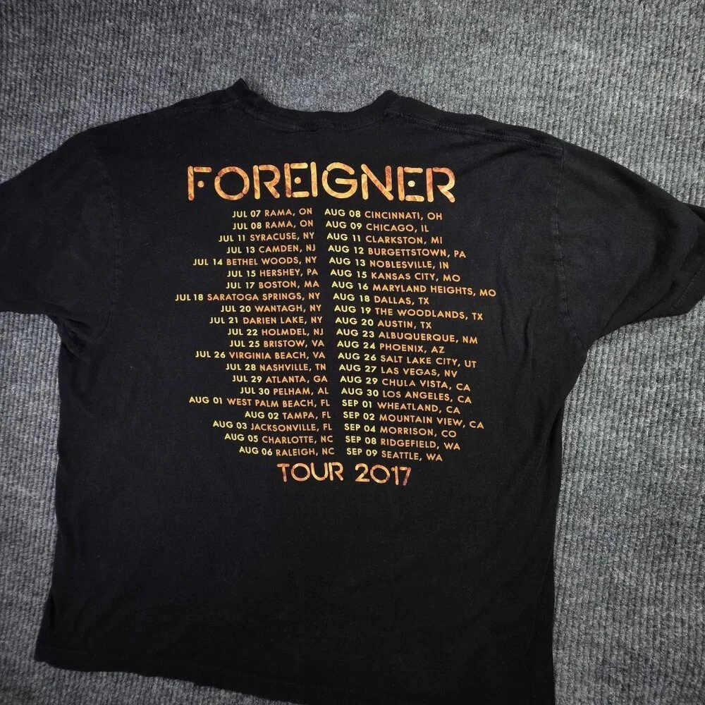 Foreigner Shirt Mens 2XL Black The Flame Still Burns Tour 2017 Band Rock Tee - Picture 4 of 6